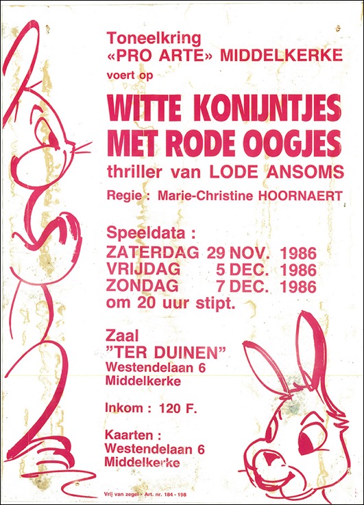 Witte konijntjes met rode oogjes affiche